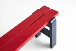 Banco Weekday Duo 111x23 cm en pino lacado, Rojo vino-azul acero