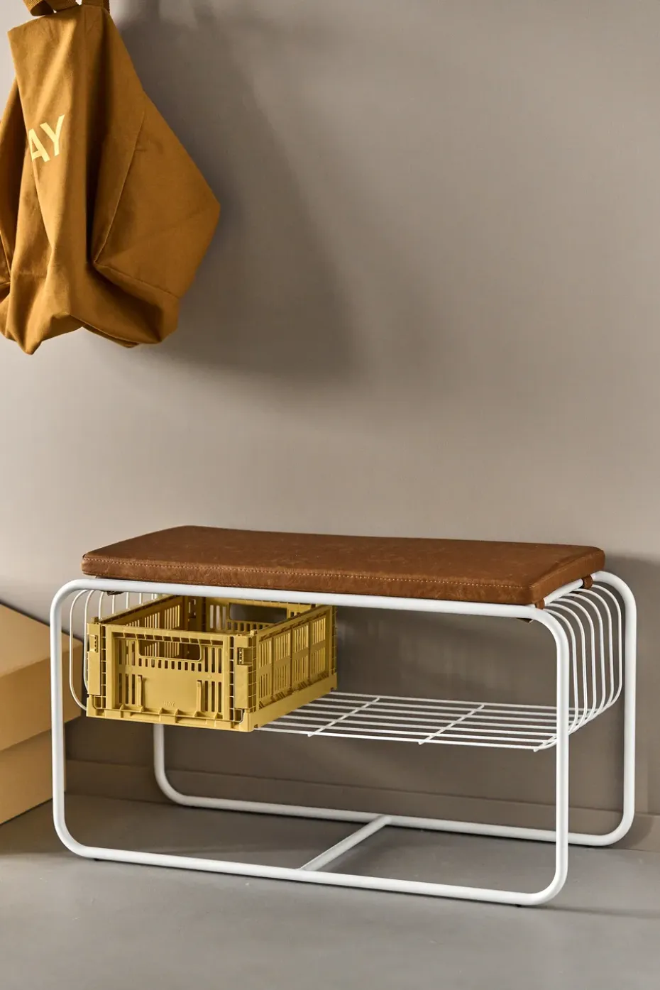 Banco/estante zapatero Nod 80x36x42 cm, White