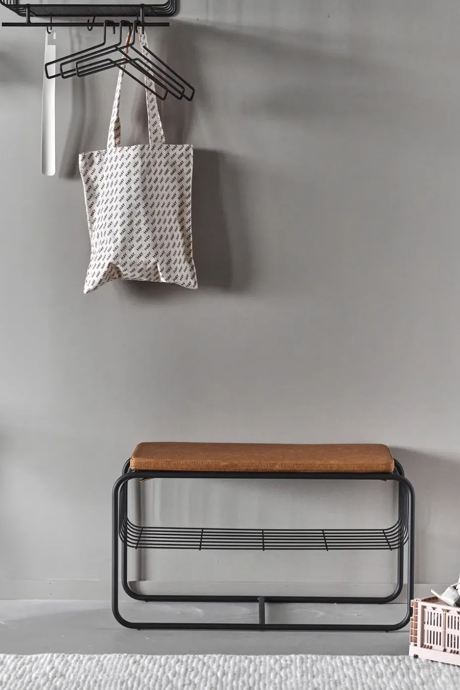 Banco/estante zapatero Nod 80x36x42 cm, Black