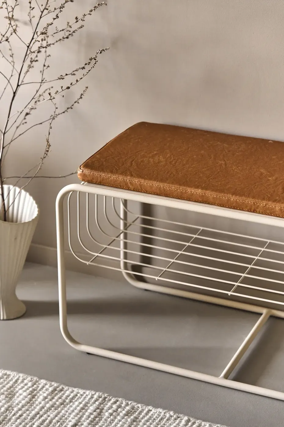 Banco/estante zapatero Nod 80x36x42 cm, Beige