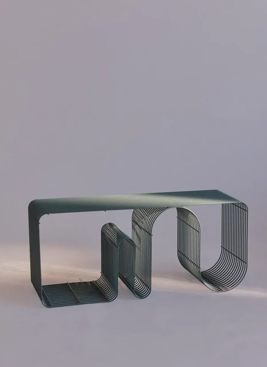 Banqueta Curva 100 cm, Dusty blue