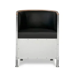 Butaca Aluminium cepillado mate, Cuero Tärnsjö negro - nogal