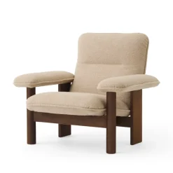 Butaca Brasilia, Dark oak-Bouclé 02 beige