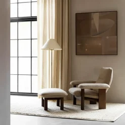 Butaca Brasilia, Dark oak-Bouclé 02 beige