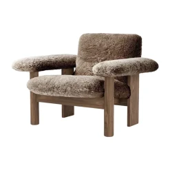 Butaca Brasilia low back, Walnut-Sahara sheepskin curly