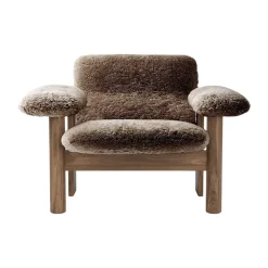 Butaca Brasilia low back, Walnut-Sahara sheepskin curly