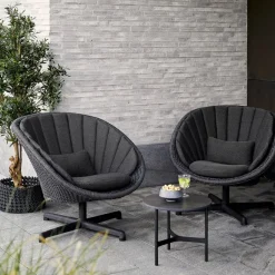 Butaca giratorio Peacock, Dark grey, patas de aluminio