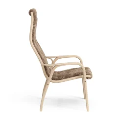 Butaca infantil Lamini haya lacada/piel de oveja, Sahara (marrón turrón)