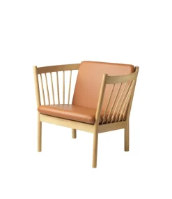 Butaca J146, Oak nature lacquered-cognac leather