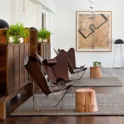 Butaca KS Chair, cuero natural, estructura negra