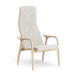 Butaca Lamino haya lacada/piel de oveja, Offwhite (blanco)