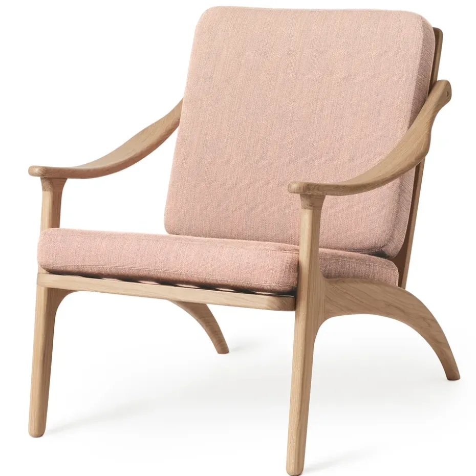 Butaca Lean Back Canvas roble tratado con aceite blanco, Pale rose