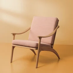 Butaca Lean Back Canvas roble tratado con aceite blanco, Pale rose