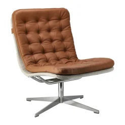 Butaca Loholm con función giratoria, Cuero coñac-Bern Beige 0341