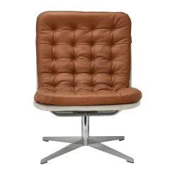 Butaca Loholm con función giratoria, Cuero coñac-Bern Beige 0341