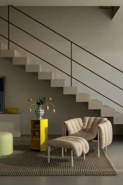 Butaca Lounge + ottoman Puffy, Sawdust-acero inoxidable