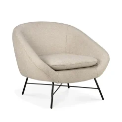 Butaca Lounge Barrow, Off white-Black metal