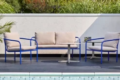 Butaca Lounge Bendt, Teddy beige-indigo blue