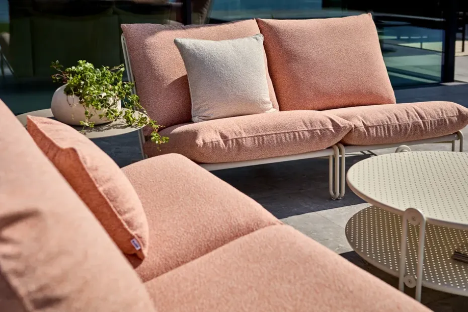 Butaca lounge Blixt, Pearl white-teddy orange