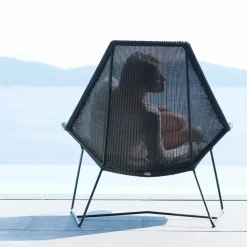 Butaca Lounge de respaldo alto Breeze weave, Light grey