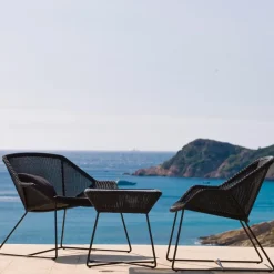 Butaca Lounge de respaldo alto Breeze weave, Light grey