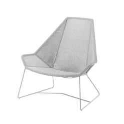 Butaca Lounge de respaldo alto Breeze weave, White grey