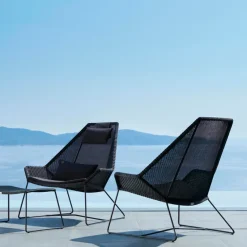 Butaca Lounge de respaldo alto Breeze weave, White grey