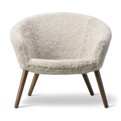 Butaca Lounge Ditzel de piel de oveja, Moonlight - walnut