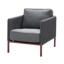 Butaca Lounge Encore, Cane-Line airtouch bordeaux/dark grey, incl. cojines