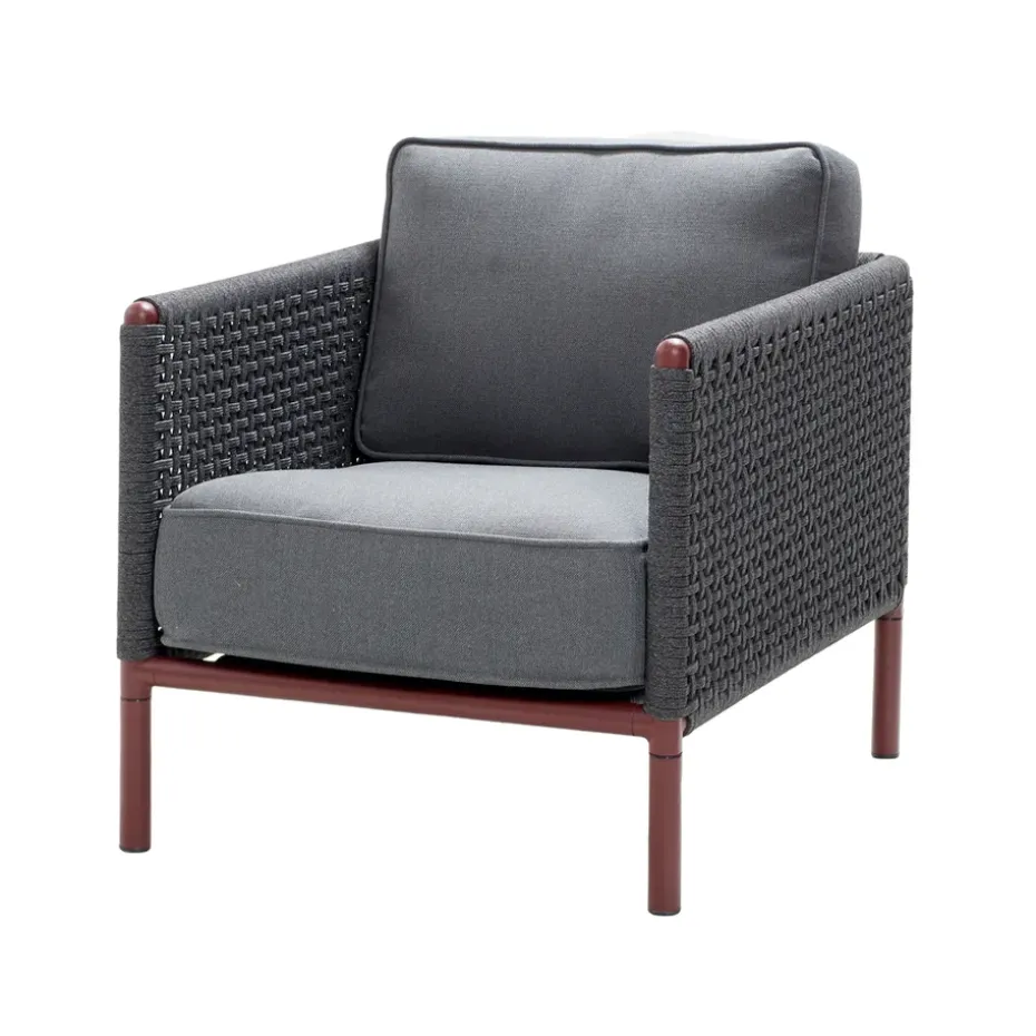 Butaca Lounge Encore, Cane-Line airtouch bordeaux/dark grey, incl. cojines