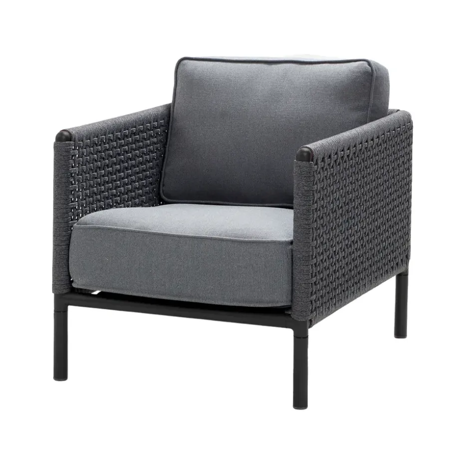 Butaca Lounge Encore, Cane-Line airtouch lava grey/dark grey, incl. cojines
