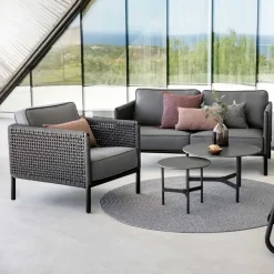 Butaca Lounge Encore, Cane-Line airtouch lava grey/dark grey, incl. cojines
