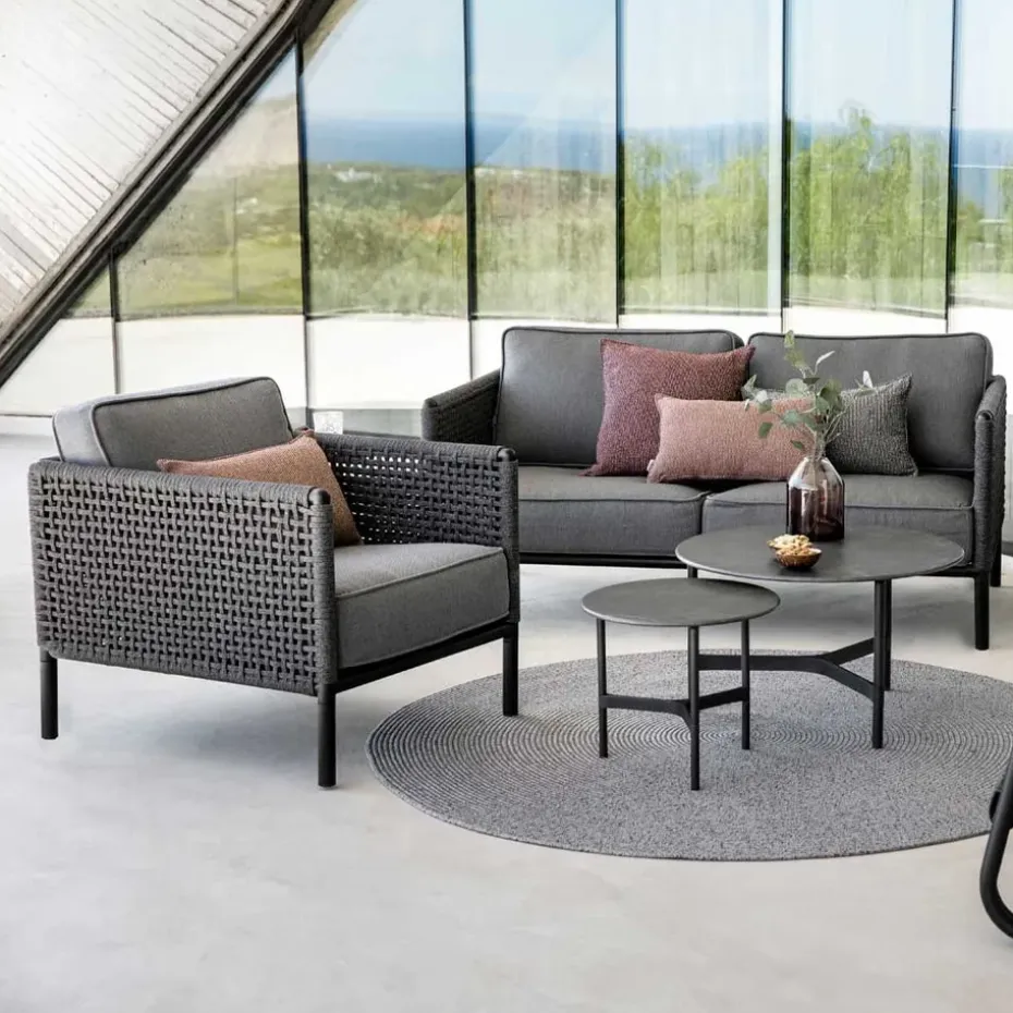 Butaca Lounge Encore, Cane-Line airtouch lava grey/dark grey, incl. cojines