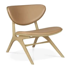 Butaca Lounge Eye, Roble lacado-cuero Sienna