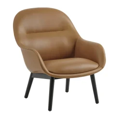 Butaca Lounge Fiber Lounge patas de roble, Refine leather cognac-black