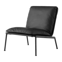 Butaca lounge Muno LN18, Dark chrome-Noble leather Black