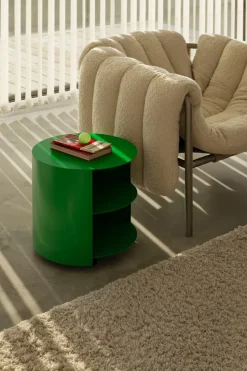 Butaca Lounge Puffy, Dark green leather-acero inoxidable