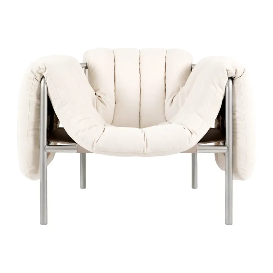 Butaca Lounge Puffy, Natural-acero inoxidable