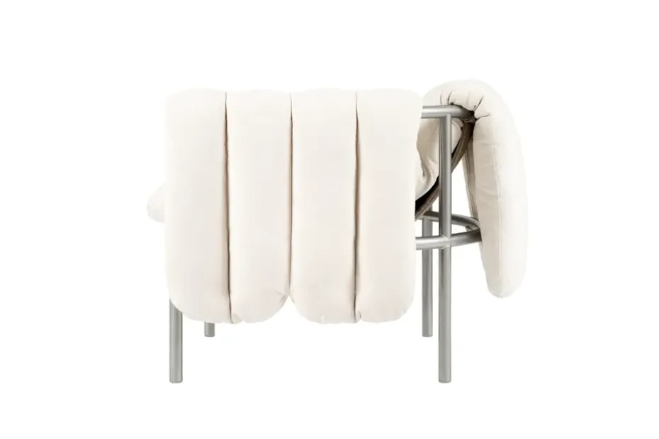 Butaca Lounge Puffy, Natural-acero inoxidable