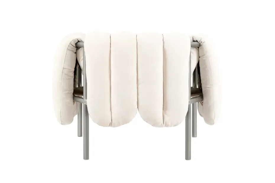 Butaca Lounge Puffy, Natural-acero inoxidable