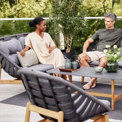 Butaca Lounge Strington, Cane-Line Airtouch dark grey-teak