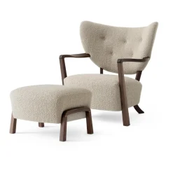 Butaca Lounge Wulff Lounge Chair ATD2 incl. puf ATD3, nogal aceitado-Karakorum