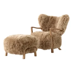 Butaca Lounge Wulff Lounge Chair ATD2 incl. puf ATD3, Roble tratado-Sheepskin honey