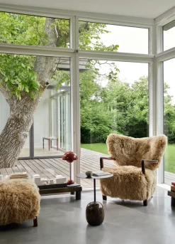 Butaca Lounge Wulff Lounge Chair ATD2 incl. puf ATD3, Nogal tratado-Sheepskin honey