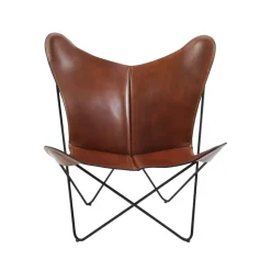 Butaca Papillon, cuero coñac, estructura negra