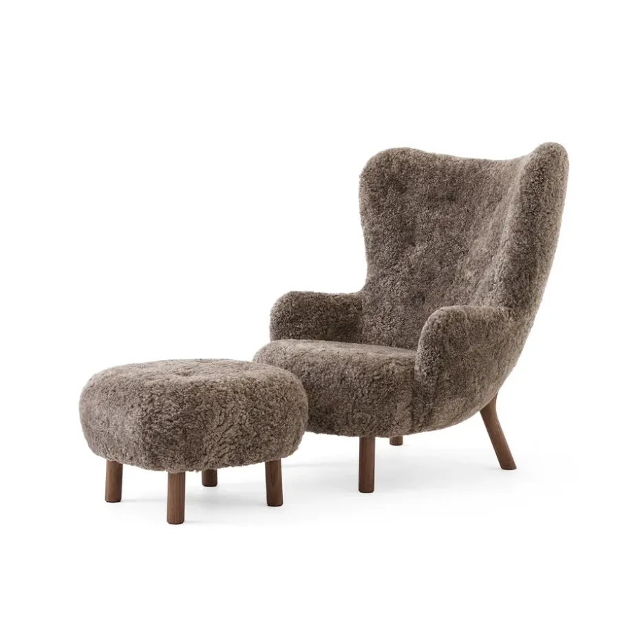 Butaca Petra VB3 High incl. pouf ATD1, Nogal aceitado-Sheepskin Sahara