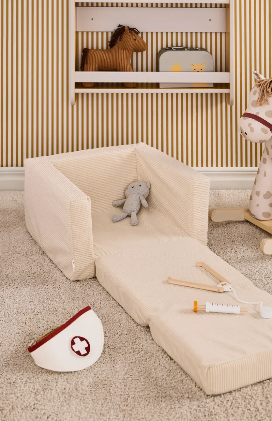 Butaca plegable Kid's Base, Blanco natural