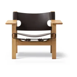 Butaca The Spanish Chair, Cuero marrón oscuro-roble aceitado