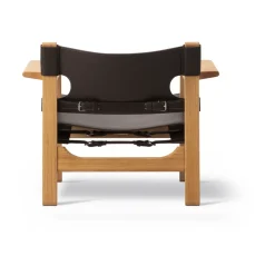 Butaca The Spanish Chair, Cuero marrón oscuro-roble aceitado