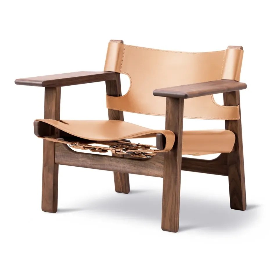 Butaca The Spanish Chair, Cuero natural - nogal aceitado